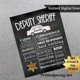 Deputy Sheriff Wall Art Chalkboard Gift For Law Enforcement Decor Subway Leo Printable Instant Download - thumbnail 2