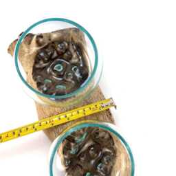 Large Double Glass & Teak Root Vases - Handmade Molten Art Decor Unique Eco Friendly Home Gift Table Garden Decoration Recycled - thumbnail 2