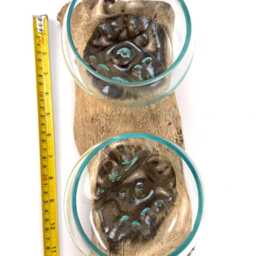 Large Double Glass & Teak Root Vases - Handmade Molten Art Decor Unique Eco Friendly Home Gift Table Garden Decoration Recycled - thumbnail 3