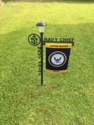 Retired Navy Garden Flag Stand Military Service, Solar Light, Customize