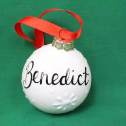 Baby's First Christmas Personalised Bauble - Hand Painted Pottery Tree Decoration, Handmade, Unique, Festive, Seasonal, Keepsake, Ceramic - thumbnail 3