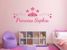 Children's Personalised Princess Name Wall Art, Modern Transfer, PVC Decal