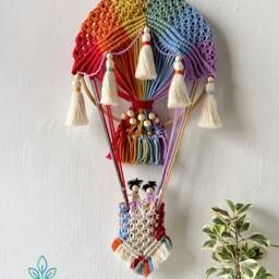 Macrame Hot Air Balloon For Bedroom Decoration, Custom Macrame Balloon, Baby Gift, Gift Friend, Nursery Decoration - thumbnail 2
