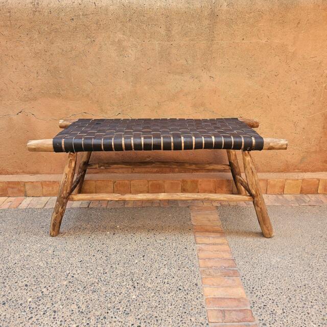 Moroccan Bench With Black Leather - image 1