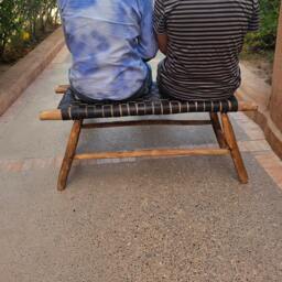 Moroccan Bench With Black Leather - thumbnail 4