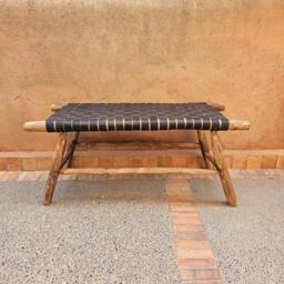 Moroccan Bench With Black Leather
