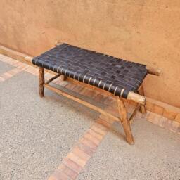 Moroccan Bench With Black Leather - thumbnail 2