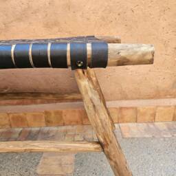 Moroccan Bench With Black Leather - thumbnail 3