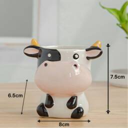 Animal Succulent Planters With Bamboo Coaster/Small Desktop Plant Pot Indoor Office Home Decor Cute Gift Idea - thumbnail 4