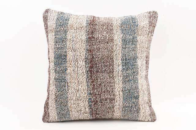 Vintage Turkish Kilim Pillow Cover 18'' Wool Cushion - image 1