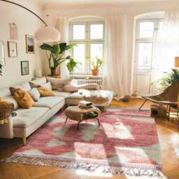 Moroccan Pink Berber Rug, Handwoven Wool Shag Rug With Abstract Geometric Shapes, Authentic Beni Ourain Style Carpet, Large 9x12 Area - thumbnail 2