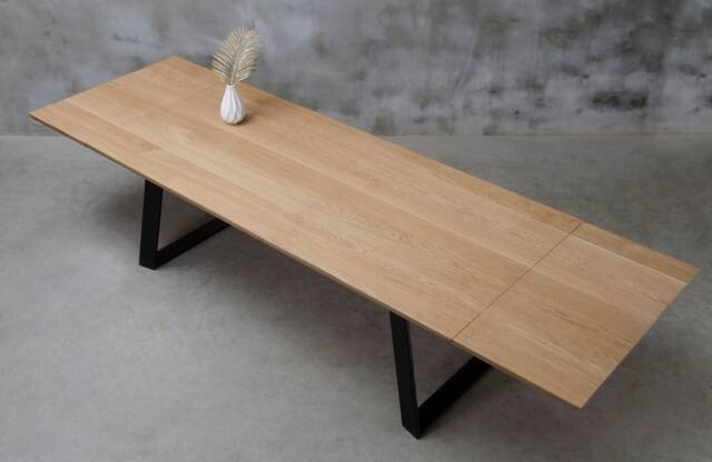 Custom Folding Table, Conference Wooden Table With Black Steel Legs, Rectangular Industrial Family Big Dining Table - image 1