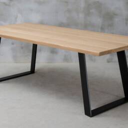 Custom Folding Table, Conference Wooden Table With Black Steel Legs, Rectangular Industrial Family Big Dining Table - thumbnail 3