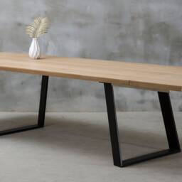 Custom Folding Table, Conference Wooden Table With Black Steel Legs, Rectangular Industrial Family Big Dining Table - thumbnail 2