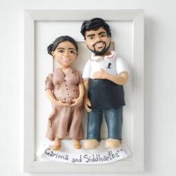 Custom Couple Portrait - Pregnant Wife, Expecting Parents, Handmade Keepsake Artwork - thumbnail 3