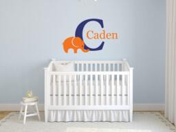 Elephant Wall Decal, Name Stickers, Wall Letters For Nursery, Nursery Decor, Monogram Decals, Kids Bedroom Stickers Kids 257