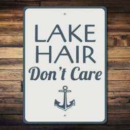 Lake Hair Don't Care Metal Sign, Funny House Decor, Nautical Wall Art, Cabin Sign - thumbnail 2