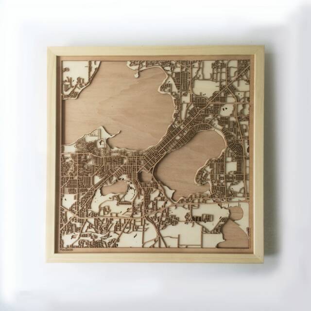 Madison Wisconsin Wooden Map - Laser Cut 3D City Streets Wall Art - image 1