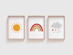 Set Of 3 Girls Nursery Prints, Rainbow Wall Art, Bedroom Boys Playroom Print - thumbnail 1