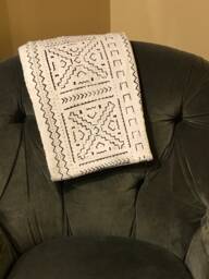 White & Black Authentic Mud Cloth Upholstery Fabric, Throw, From Mali - Hand-Dyed Bogolan