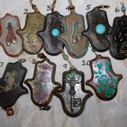 Handmade Stone Hamsa Wall Hanging Middle Eastern Home Decor - thumbnail 3