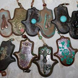 Handmade Stone Hamsa Wall Hanging Middle Eastern Home Decor - thumbnail 2