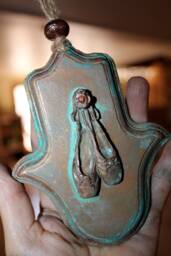 Handmade Stone Hamsa Wall Hanging Middle Eastern Home Decor - thumbnail 1