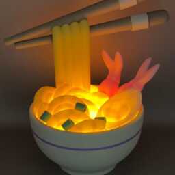 Ramen Noodle Shaped Storage Box With Floating Chopsticks - Light Up Desk Organiser - thumbnail 2