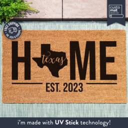 America State Map Doormat - Texas Custom Personalized Rug Silhouette Mat Housewarming Gift - thumbnail 1