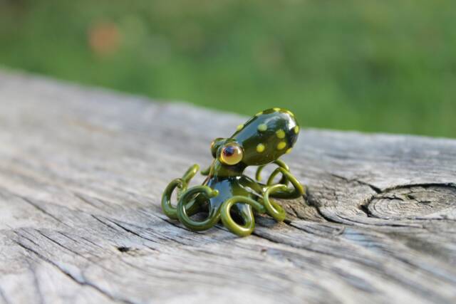 Blown Glass Green Octopus Glass Figurine Ocean Kraken Figurine - image 1
