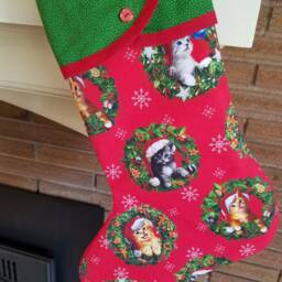 Christmas Stocking With Retro Kitty Print - thumbnail 2