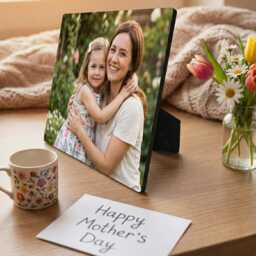 Personalised Photo Gift - Custom On Wood Panel Square Picture Frame With Easel Stand Mother's Day Valentine's Anniversary - thumbnail 2