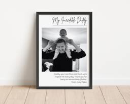 Custom Daddy Photo Print, Personalised Gift From Child, Minimalist Framed Wall Art - thumbnail 1