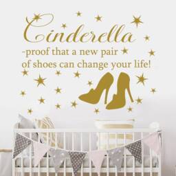 Cinderella Wall Decal Quote Proof That A New Pair Decals Shoes Vinyl Nursery Girl Room Decor Gold J901 - thumbnail 1