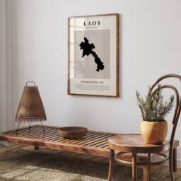 Laos Map Vintage Abstract Wall Art Print Picasso + Matisse Inspired Travel Poster - thumbnail 2
