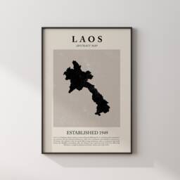 Laos Map Vintage Abstract Wall Art Print Picasso + Matisse Inspired Travel Poster - thumbnail 3