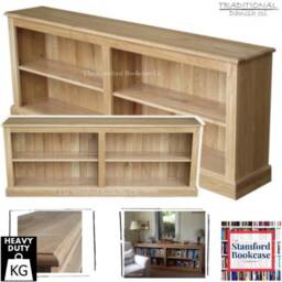 Solid Oak Low Bookcase, Handcrafted Display Shelving Unit, Hallway Storage - thumbnail 3