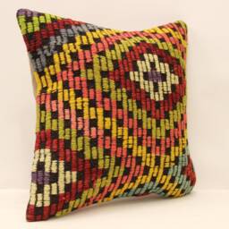 Kilim Pillow Cover 16x16 Throw Pillows Decorative Boho Interior Design Retro Home Decor Ethnic Pillowcover Natural Dyekilim Cushion 4Kf-442 - thumbnail 2