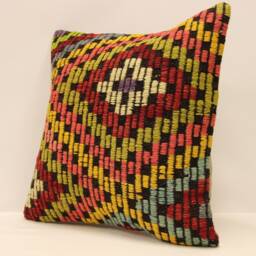 Kilim Pillow Cover 16x16 Throw Pillows Decorative Boho Interior Design Retro Home Decor Ethnic Pillowcover Natural Dyekilim Cushion 4Kf-442 - thumbnail 3