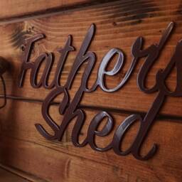 Father Shed Sign Metal, Black Outdoor Wall Art, 3mm Steel - thumbnail 2