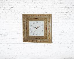 Clock, Wall Clock, Watch, Wooden Handmade Marquetry, Mosaic, Christmas Gift, Mosaic Furniture, Mother Of Pearl, Office D??cor