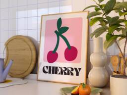 Cherry Fruit Market Print - Glossy Aesthetic Room Decor - thumbnail 1
