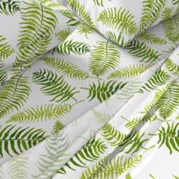 Green Sheets - Fern-I-Licious By Limezinniasdesign Fern Pattern Tropical Print Botanical Cotton Sateen Sheet Set Bedding Spoonflower - thumbnail 2