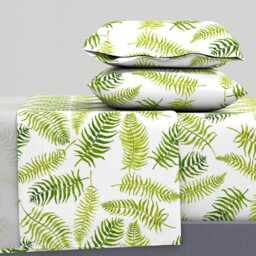 Green Sheets - Fern-I-Licious By Limezinniasdesign Fern Pattern Tropical Print Botanical Cotton Sateen Sheet Set Bedding Spoonflower