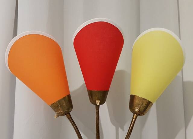 3 New High-Quality Lamp Shades For Original 1950S Bag Lamps in Orange/Red/Yellow - image 1