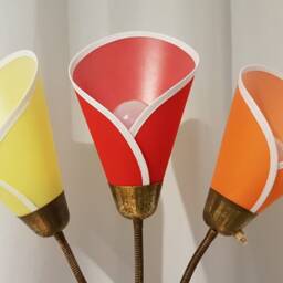 3 New High-Quality Lamp Shades For Original 1950S Bag Lamps in Orange/Red/Yellow - thumbnail 3