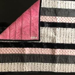 Handmade Modern Baby Minky Blanket Light Pink, Polka Dot, & Doodles - thumbnail 3