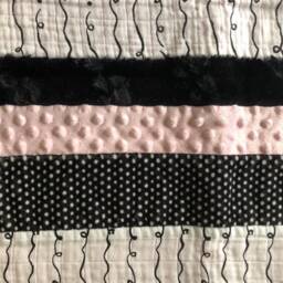 Handmade Modern Baby Minky Blanket Light Pink, Polka Dot, & Doodles - thumbnail 2