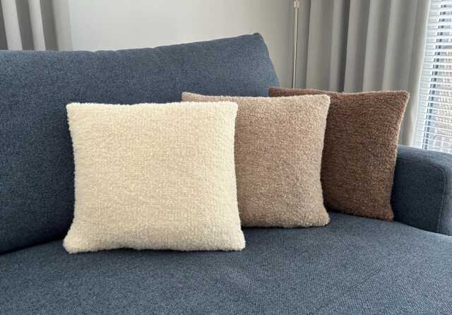 Hand Knit Alpaca Boucle Pillow Cover, Natural Wool Cushion - image 1