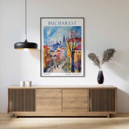 Bucharest Travel Print, Romania, Poster, Romania Vintage Bucharest Print - thumbnail 3